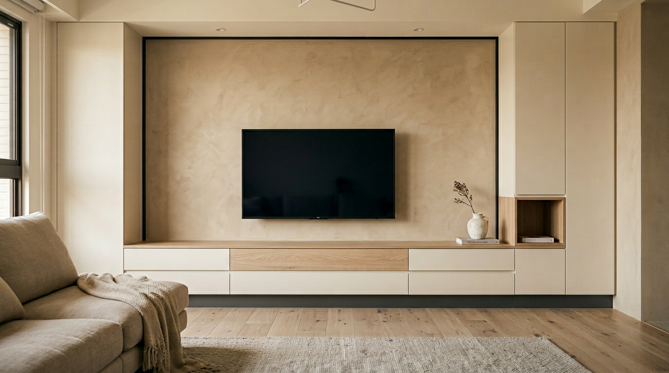 客廳電視主牆系統櫃案例