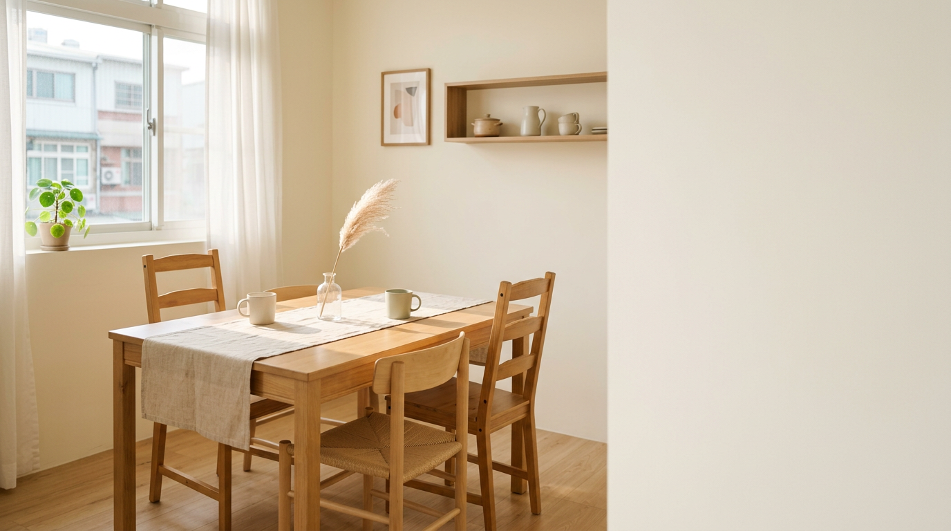 小坪數玄關與餐桌實景，預算清楚的小宅裝修